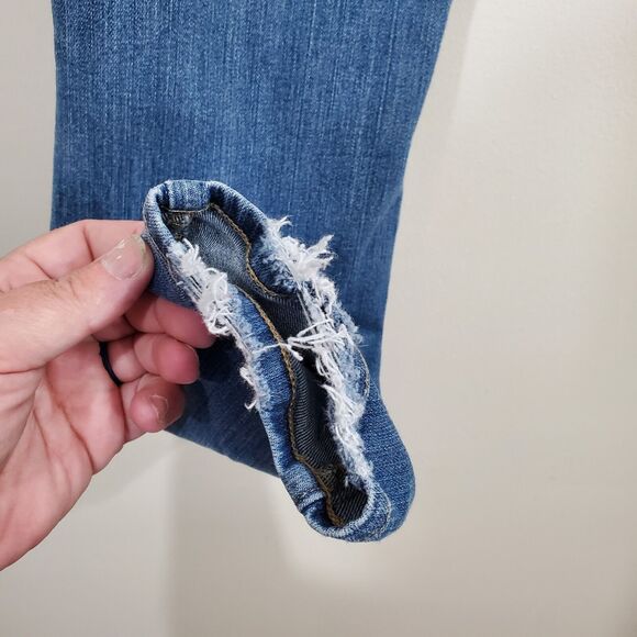 PAIGE HOXTON ANKLE Women’s Dark Wash Mid Rise Frayed Hem Denim Jeans 29 - Picture 11 of 14